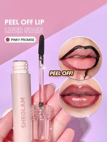 SHEGLAM Fall In Line Peel Off Lip Liner Stain-Pinky Promise Henna Brand Beauty Makeup Cosmetic For Women Girls Perfect For Fall Winter Ideal For Y2K Fancy Fashion Suitable For Birthday Present Halloween Party Ready Best Color