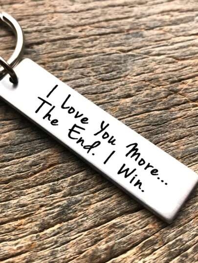 1Pc I Love You More The End I Win Keychain,Couple Keychain,Keyring For Boyfriend,Girlfriend Gift Birthday,Anniversary Gift For Him Car Accessories Bag Charm School Letter Cute Goth Y2k