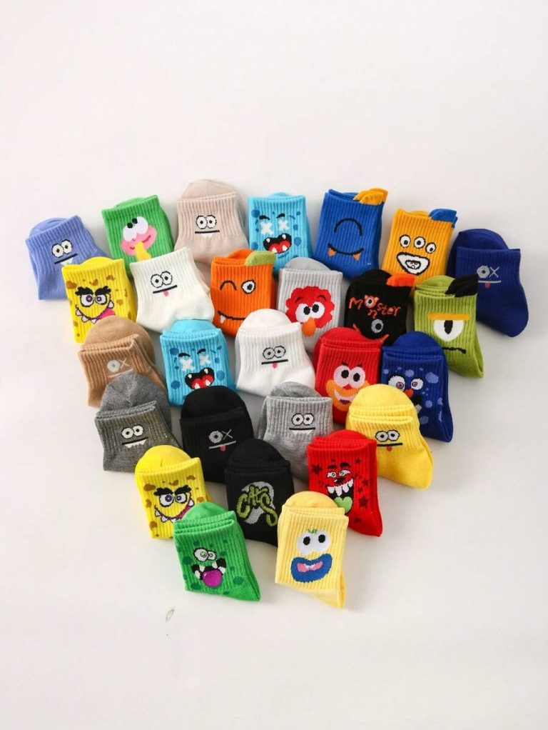 30/20 Pairs Children Socks, Boys/Girls Letter & Number Graphic Casual Sports Socks, Soft, Comfortable, Breathable, Cute, Versatile, Suitable For Back To School, Vacation, Holiday Gifts, Daily Wear, Random Color/Design Assortment, Spring/Summer - Image 3