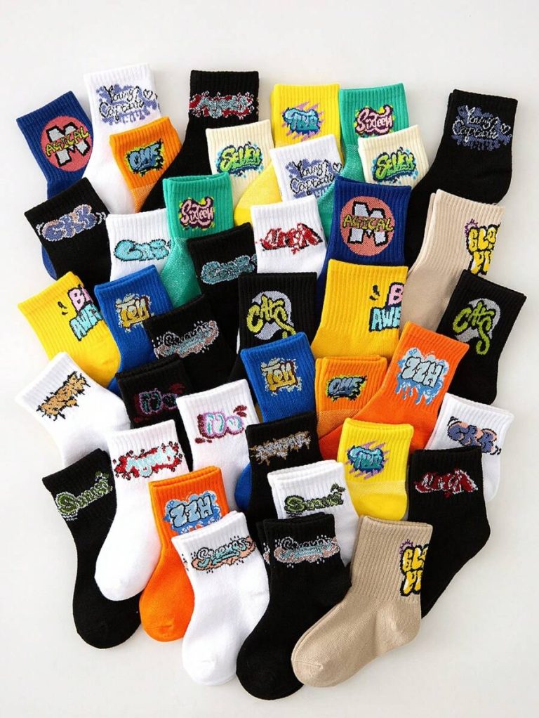 30/20 Pairs Children Socks, Boys/Girls Letter & Number Graphic Casual Sports Socks, Soft, Comfortable, Breathable, Cute, Versatile, Suitable For Back To School, Vacation, Holiday Gifts, Daily Wear, Random Color/Design Assortment, Spring/Summer - Image 7
