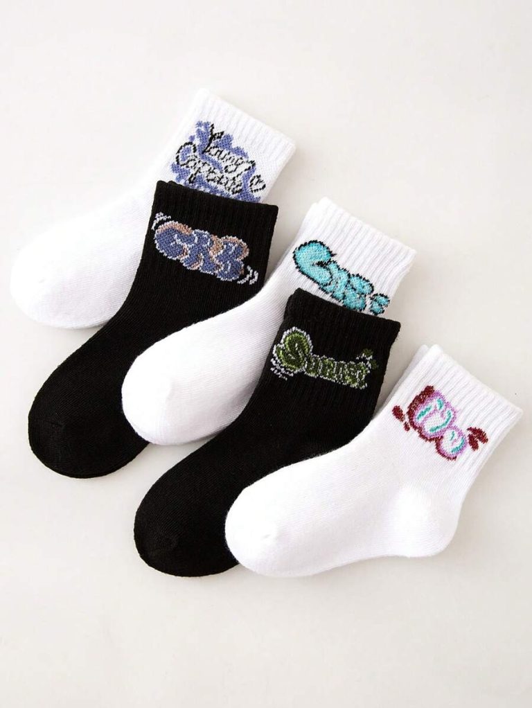 30/20 Pairs Children Socks, Boys/Girls Letter & Number Graphic Casual Sports Socks, Soft, Comfortable, Breathable, Cute, Versatile, Suitable For Back To School, Vacation, Holiday Gifts, Daily Wear, Random Color/Design Assortment, Spring/Summer - Image 9
