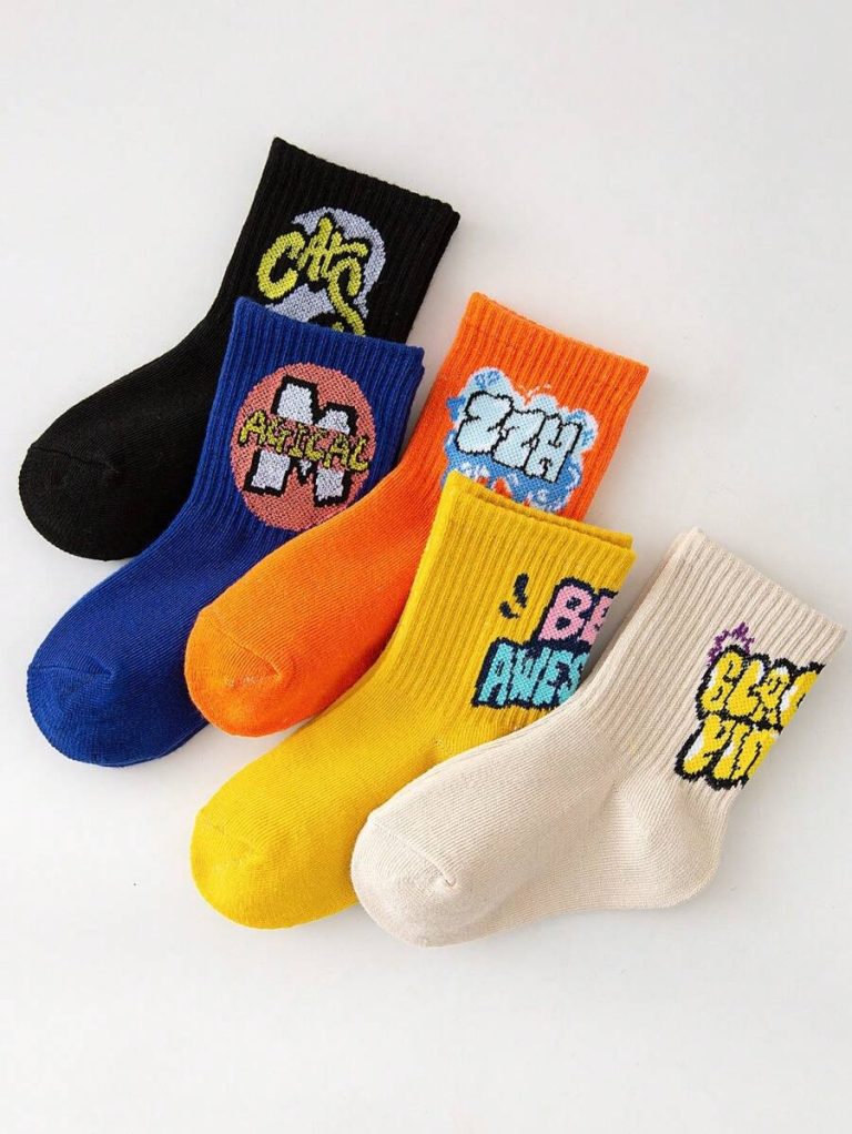 30/20 Pairs Children Socks, Boys/Girls Letter & Number Graphic Casual Sports Socks, Soft, Comfortable, Breathable, Cute, Versatile, Suitable For Back To School, Vacation, Holiday Gifts, Daily Wear, Random Color/Design Assortment, Spring/Summer - Image 11