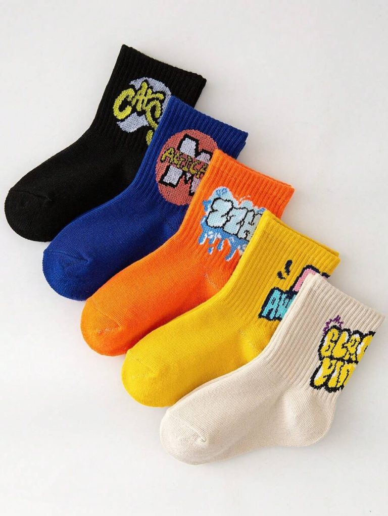 30/20 Pairs Children Socks, Boys/Girls Letter & Number Graphic Casual Sports Socks, Soft, Comfortable, Breathable, Cute, Versatile, Suitable For Back To School, Vacation, Holiday Gifts, Daily Wear, Random Color/Design Assortment, Spring/Summer - Image 12