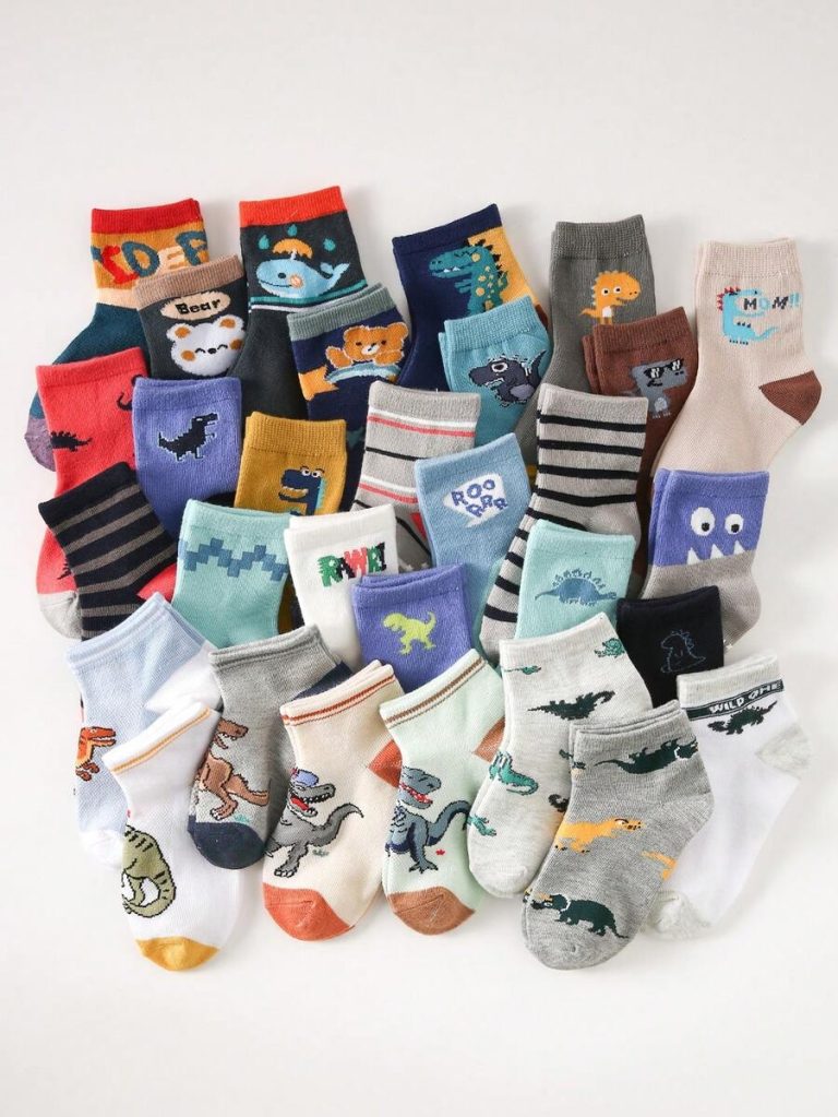30/20 Pairs Children Socks, Boys/Girls Letter & Number Graphic Casual Sports Socks, Soft, Comfortable, Breathable, Cute, Versatile, Suitable For Back To School, Vacation, Holiday Gifts, Daily Wear, Random Color/Design Assortment, Spring/Summer - Image 15