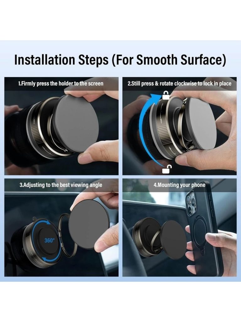 Upgraded 360°Vacuum Magnetic Phone Holder, Magnetic Car Phone Mount, Hands-Free Suction Cup Phone Holder For Car/Gym/Mirror/Shower, Car Mount Compatible With IPhone 16 Pro Max/Android,PS:Only Suitable For Installation On Smooth Surfaces - Image 8