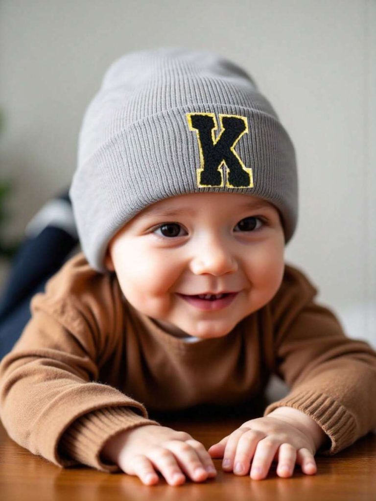 1PC Embroidered Personalized Baby Knitted Hat Toddler Children 26 Letter Beanie Cap Craft Baby Girls Boys Skull Hat For Infant Girls Daily Wear 1-5Y - Image 3