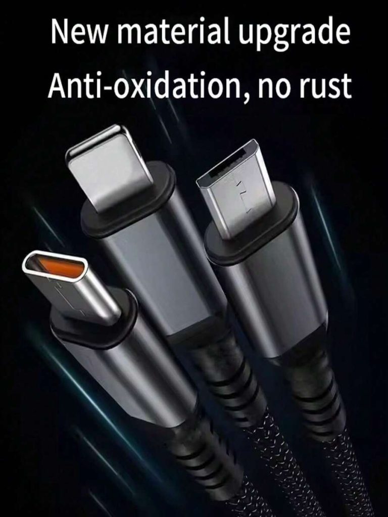 3-In-1 Super Fast Charging Cable, 3-In-1 Charging Cable With Transparent Illuminated Braided Nylon Wire, Fast Charging Data Cable Compatible With IPhone, Android, Camera, MP3 Universal Adapter 100W Nan - Image 3