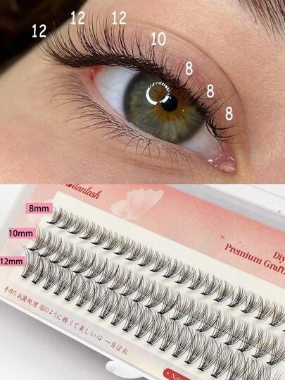 60pcs Cluster Lashes, 10D 8-12mm Mix C Curling Individual Lashes Extensions , Soft And Natural False Eyelashes DIY Lashes Extension,Natural Look Professional Makeup Tool 8-12mm DIY Lahseslash Clusters,Eyelash Clusters,Individual Eyelashes,Lashes,Fake Lashes