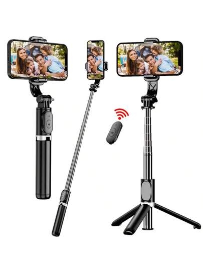 40-Inch Retractable Selfie Stick – Professional Floor Tripod For Live Streaming, With Wireless Remote, 360° Rotation, Stable Anti-Shake Design. Ideal For Travel Vlogs & Outdoor Live Streaming. Compatible With Smartphones Black For Summer Vacation, Travel, Outdoor Activities, Live Streaming Tripod Stand