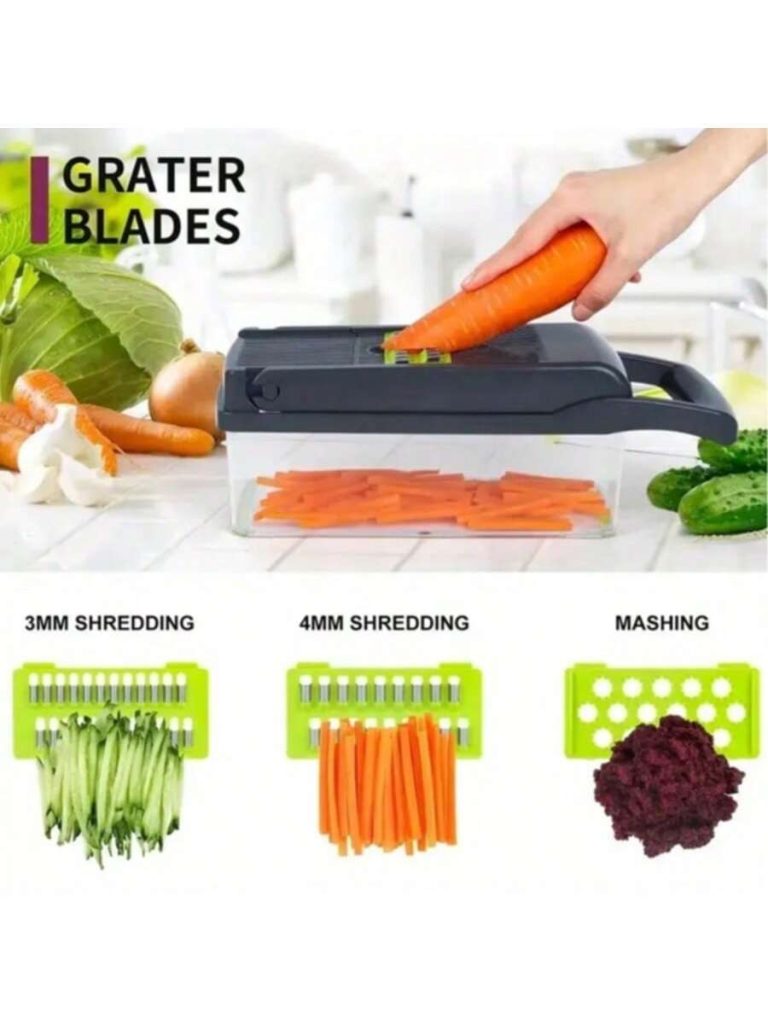 [Vegetable Slicer] 15-In-1 Vegetable Chopper, Professional Onion Chopper, Multi-Functional Food Chopper, Kitchen Vegetable Slicer And Dicer, Vegetable Chopper With 8 Blades, Carrot Chopper With Container Father Gift - Image 4