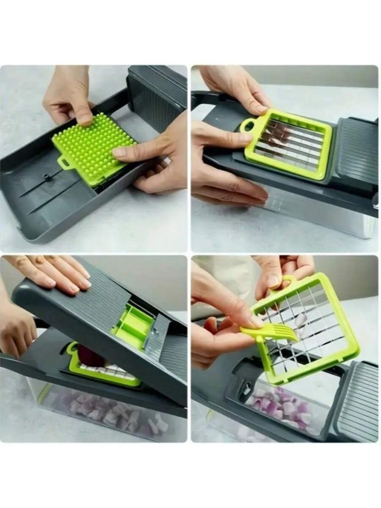 [Vegetable Slicer] 15-In-1 Vegetable Chopper, Professional Onion Chopper, Multi-Functional Food Chopper, Kitchen Vegetable Slicer And Dicer, Vegetable Chopper With 8 Blades, Carrot Chopper With Container Father Gift - Image 7