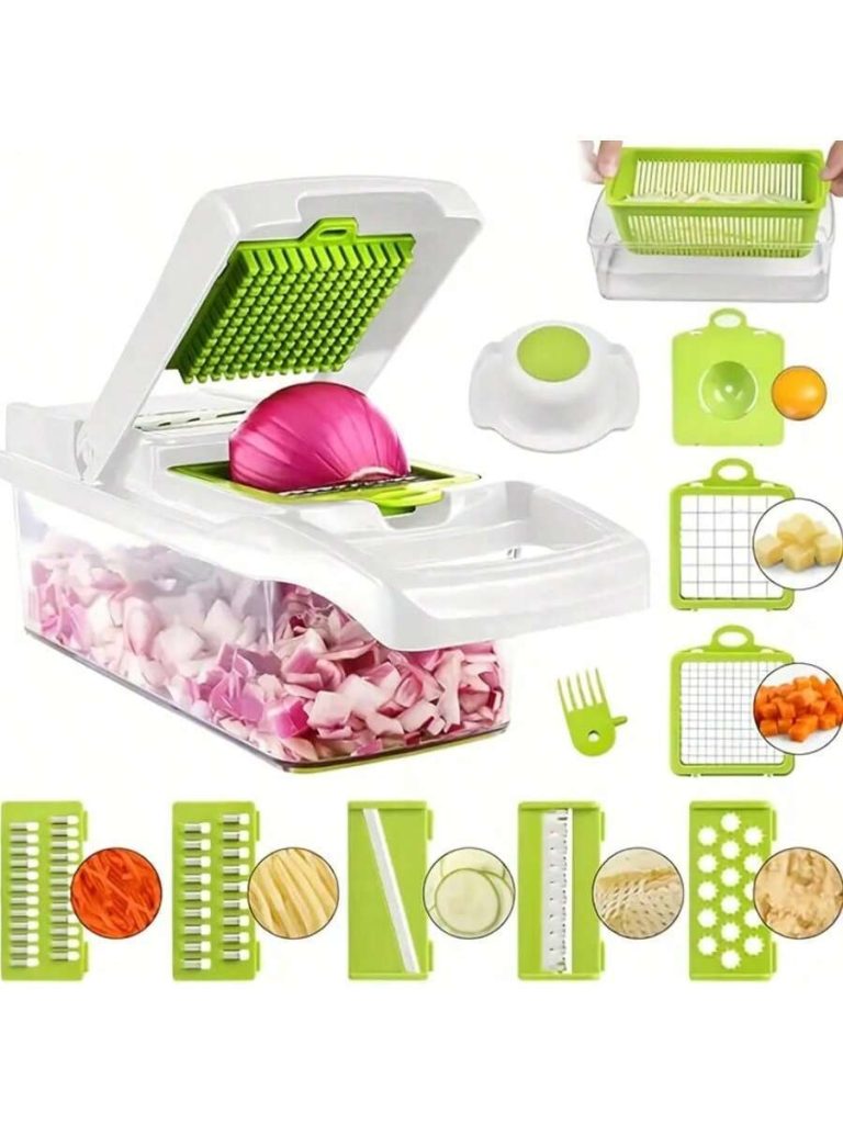 [Vegetable Slicer] 15-In-1 Vegetable Chopper, Professional Onion Chopper, Multi-Functional Food Chopper, Kitchen Vegetable Slicer And Dicer, Vegetable Chopper With 8 Blades, Carrot Chopper With Container Father Gift - Image 12