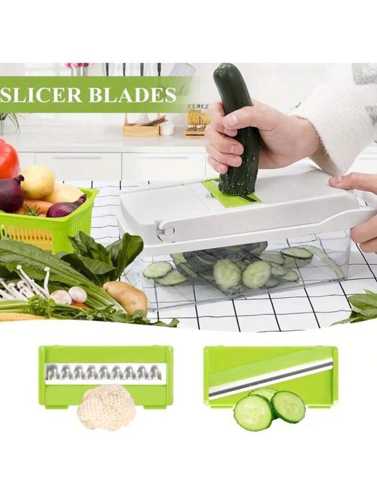 [Vegetable Slicer] 15-In-1 Vegetable Chopper, Professional Onion Chopper, Multi-Functional Food Chopper, Kitchen Vegetable Slicer And Dicer, Vegetable Chopper With 8 Blades, Carrot Chopper With Container Father Gift - Image 16