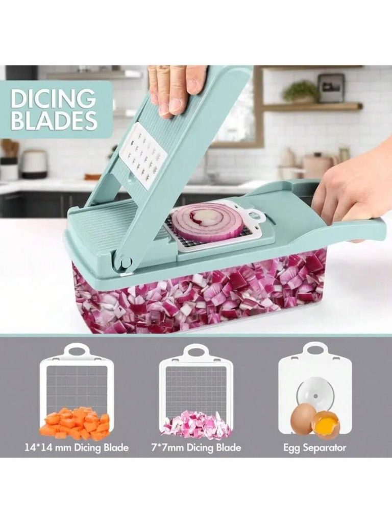 [Vegetable Slicer] 15-In-1 Vegetable Chopper, Professional Onion Chopper, Multi-Functional Food Chopper, Kitchen Vegetable Slicer And Dicer, Vegetable Chopper With 8 Blades, Carrot Chopper With Container Father Gift - Image 20