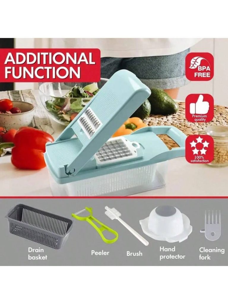 [Vegetable Slicer] 15-In-1 Vegetable Chopper, Professional Onion Chopper, Multi-Functional Food Chopper, Kitchen Vegetable Slicer And Dicer, Vegetable Chopper With 8 Blades, Carrot Chopper With Container Father Gift - Image 23