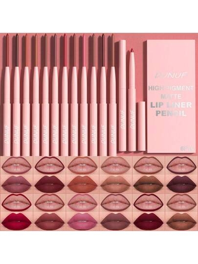 DUNUF 6pcs Multifunctional Velvet Matte Lipstick Pen Waterproof Lip Balm Lasting Color Lipstick Trim Lips Compact And Portable Easy Contour, Universal Light Beige Types, Dual-Use, Easy To Color Non-Stick Cup Does Not Fade