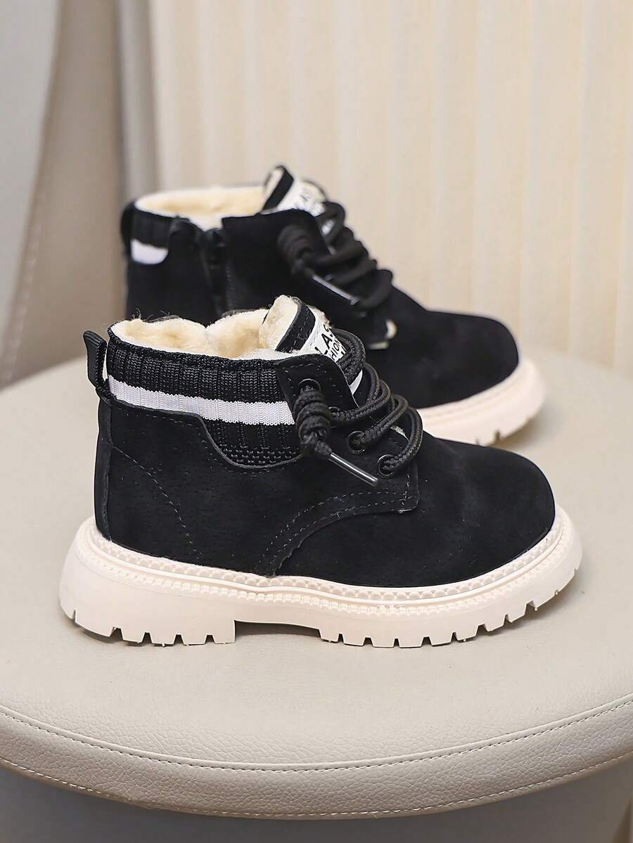 A Pair Of Children's Snow Boots For Autumn And Winter, New Lace Up Zipper Design, Thick And Warm, Lightweight And Fashionable Outdoor Snow Boots - Image 3