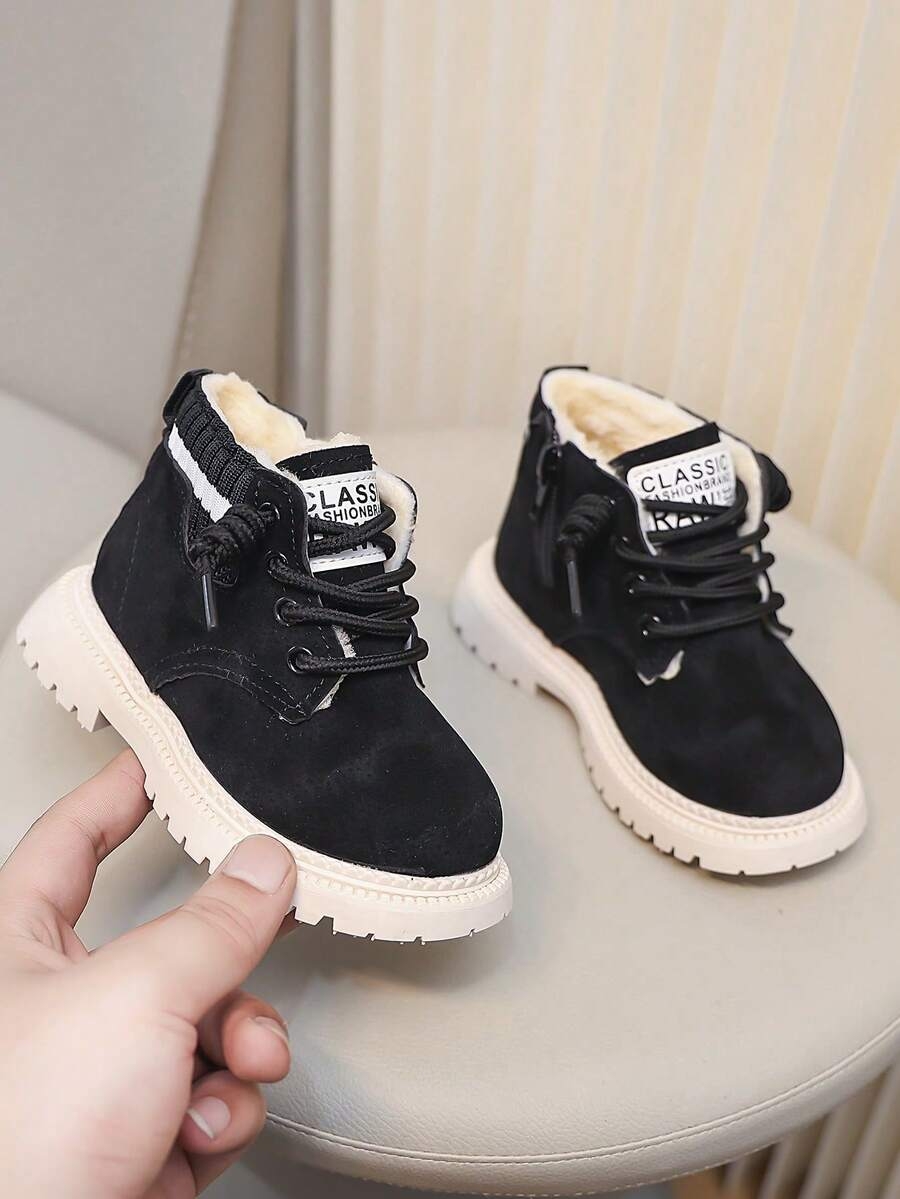 A Pair Of Children's Snow Boots For Autumn And Winter, New Lace Up Zipper Design, Thick And Warm, Lightweight And Fashionable Outdoor Snow Boots - Image 6