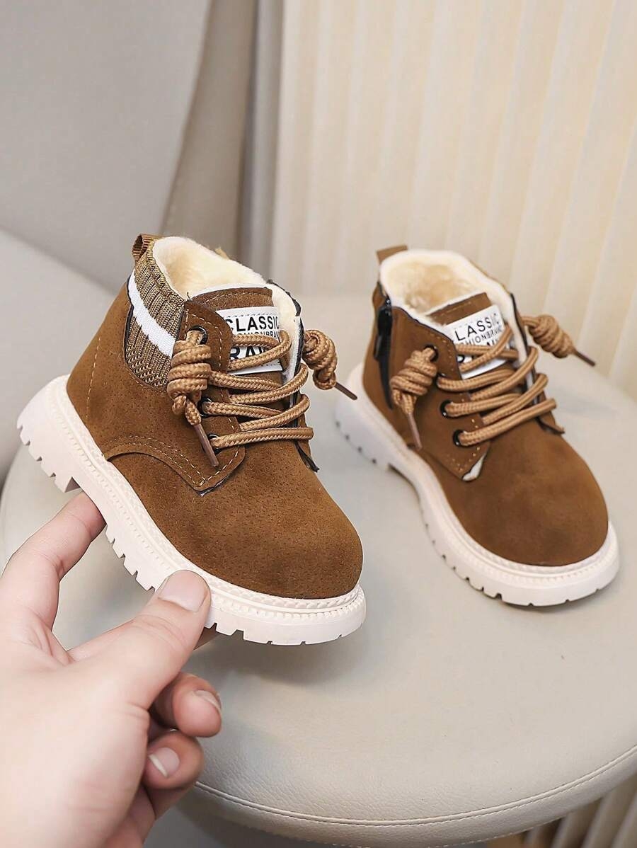 A Pair Of Children's Snow Boots For Autumn And Winter, New Lace Up Zipper Design, Thick And Warm, Lightweight And Fashionable Outdoor Snow Boots - Image 11