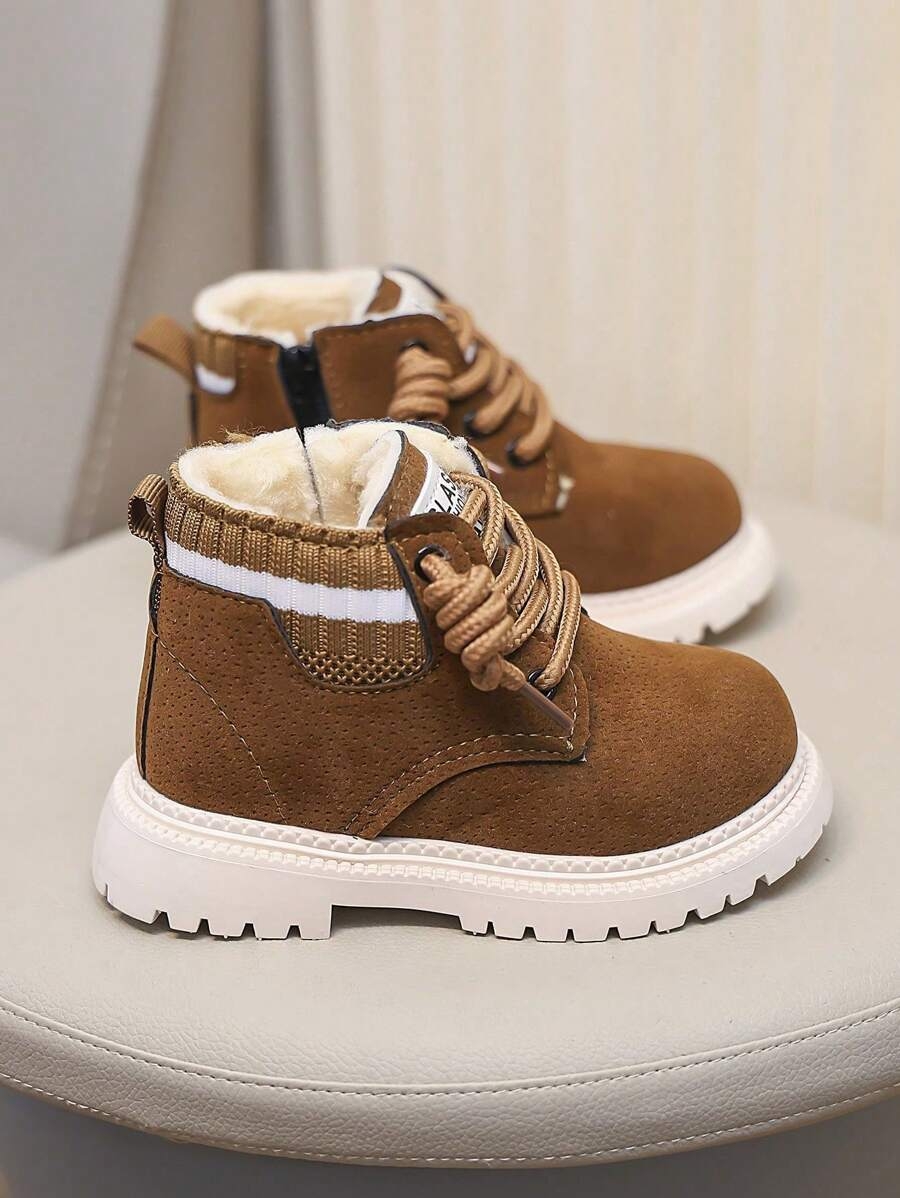 A Pair Of Children's Snow Boots For Autumn And Winter, New Lace Up Zipper Design, Thick And Warm, Lightweight And Fashionable Outdoor Snow Boots - Image 12