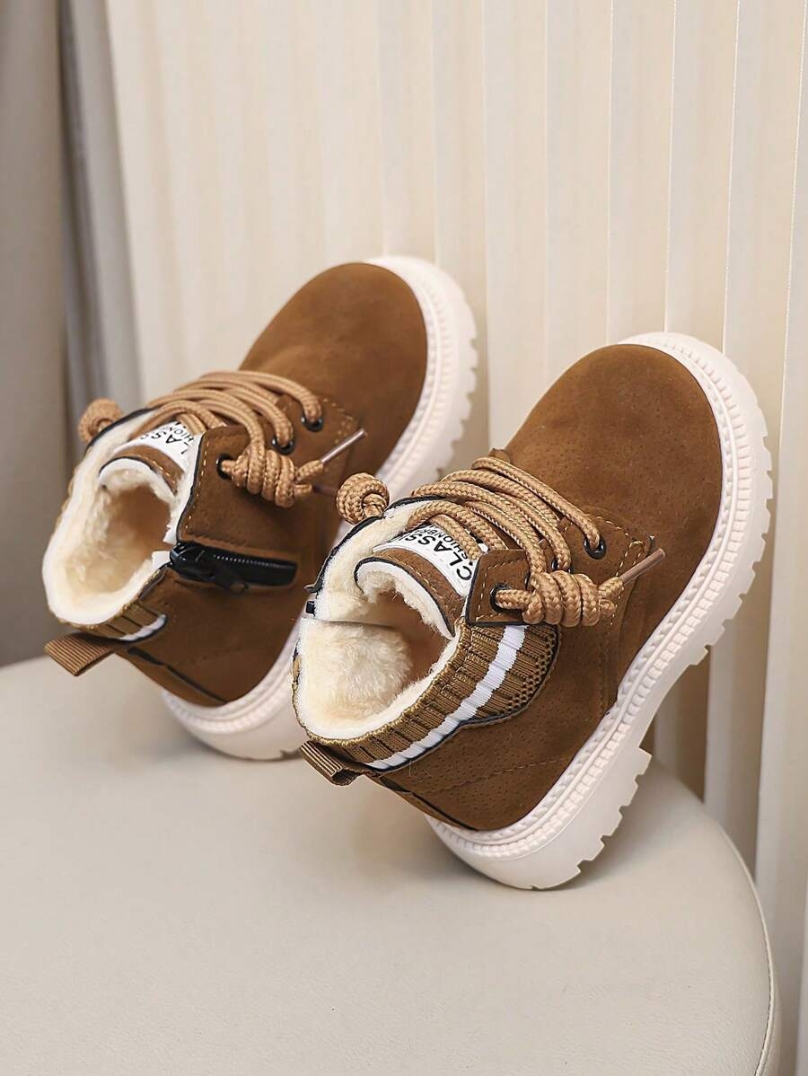 A Pair Of Children's Snow Boots For Autumn And Winter, New Lace Up Zipper Design, Thick And Warm, Lightweight And Fashionable Outdoor Snow Boots - Image 13