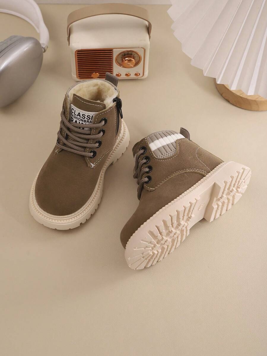 A Pair Of Children's Snow Boots For Autumn And Winter, New Lace Up Zipper Design, Thick And Warm, Lightweight And Fashionable Outdoor Snow Boots - Image 19