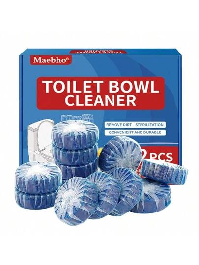12Pcs Automatic Toilet Cleaner Tablets - Low Odor, Fresh, Perfect For Plastic Surfaces, Easy To Use, Suitable For Home Hygiene, Powerful Toilet Cleaner, Suitable For Tough Stains, Long-Lasting Deodorizer