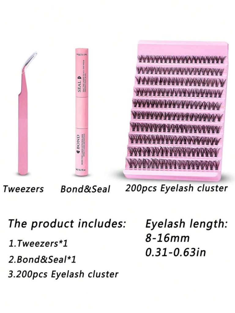 DIY Eyelash Extension Kit 200pcs Individual Lashes Cluster D Curl, 8-16mm Mix Lash Clusters With Lash Bond And Seal And Lash Applicator Tool For Self Application At Home (30D-0.07D-8-16MIX KIT) Lash Clusters Kit,Lashes,Eyelashes,Fake Lashes - Image 7