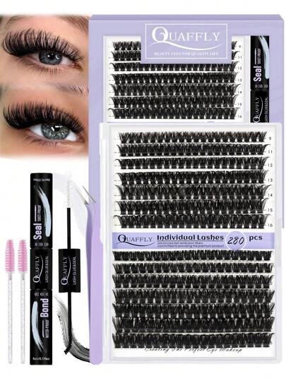 Lash Extension Kit Lash Clusters Kit Thick Eyelash Clusters D Curl Wispy Individual Lashes Cluster Eyelash Extensions False Eyelashes DIY Lash Extension Kit (9-16MIX Thick KIT) Lash Clusters Kit, Lashes, Eyelashes, Fake Lashes