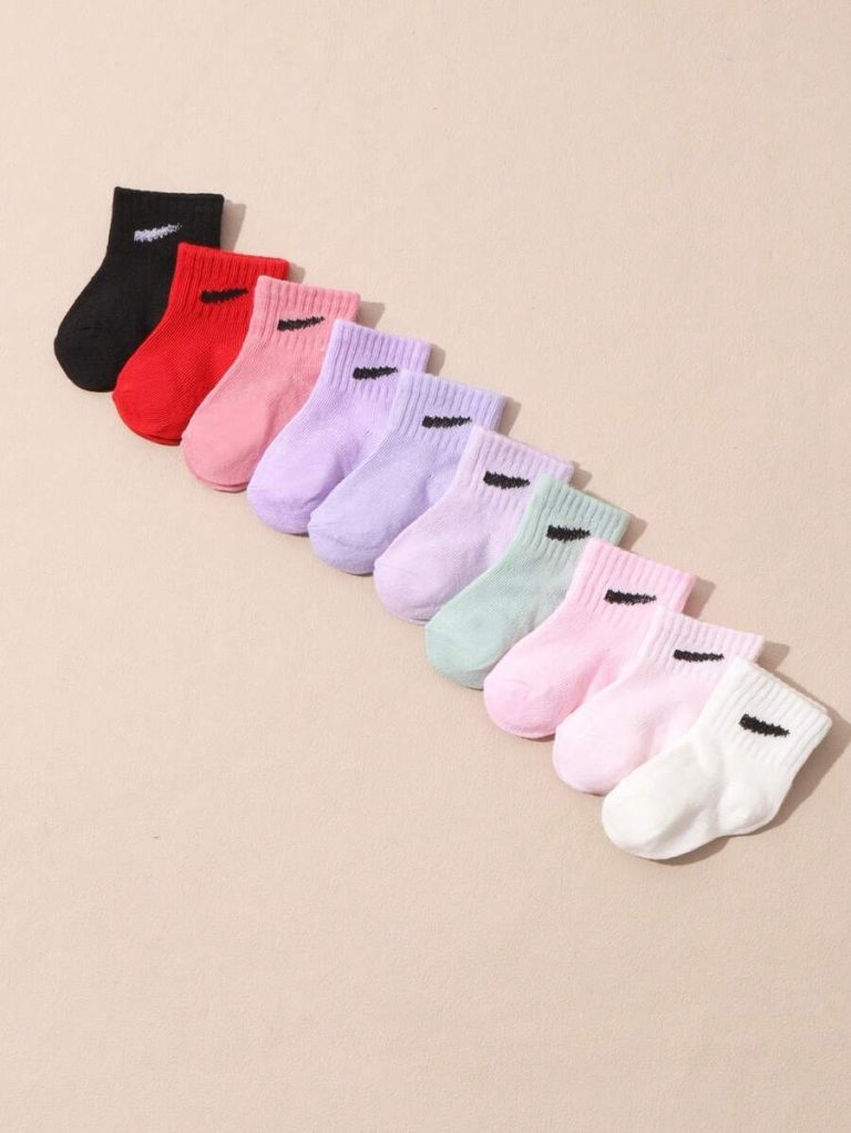 10 Pairs/Set Baby Boys' Random Candy Color Casual Elastic Mid-Calf Socks For Summer - Image 21