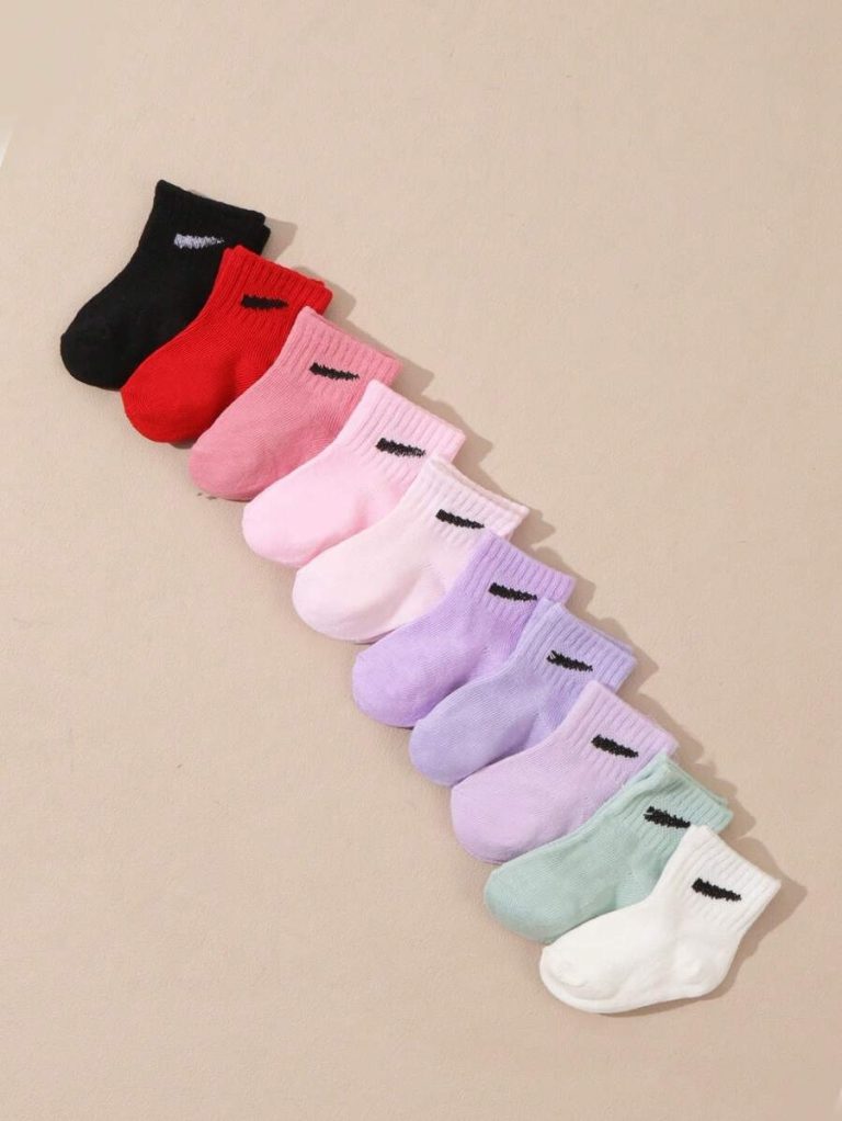 10 Pairs/Set Baby Boys' Random Candy Color Casual Elastic Mid-Calf Socks For Summer - Image 22