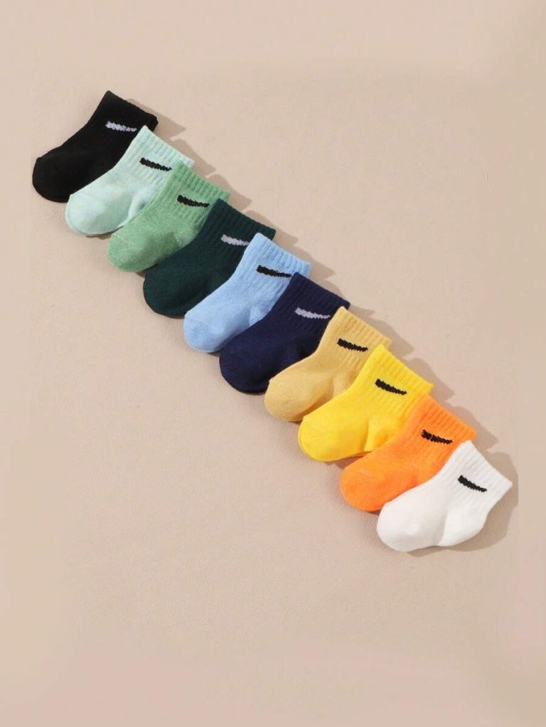 10 Pairs/Set Baby Boys' Random Candy Color Casual Elastic Mid-Calf Socks For Summer - Image 31