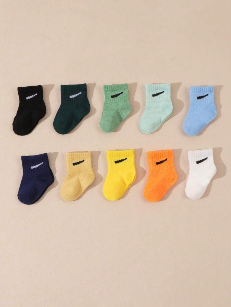 10 Pairs/Set Baby Boys' Random Candy Color Casual Elastic Mid-Calf Socks For Summer - Image 32