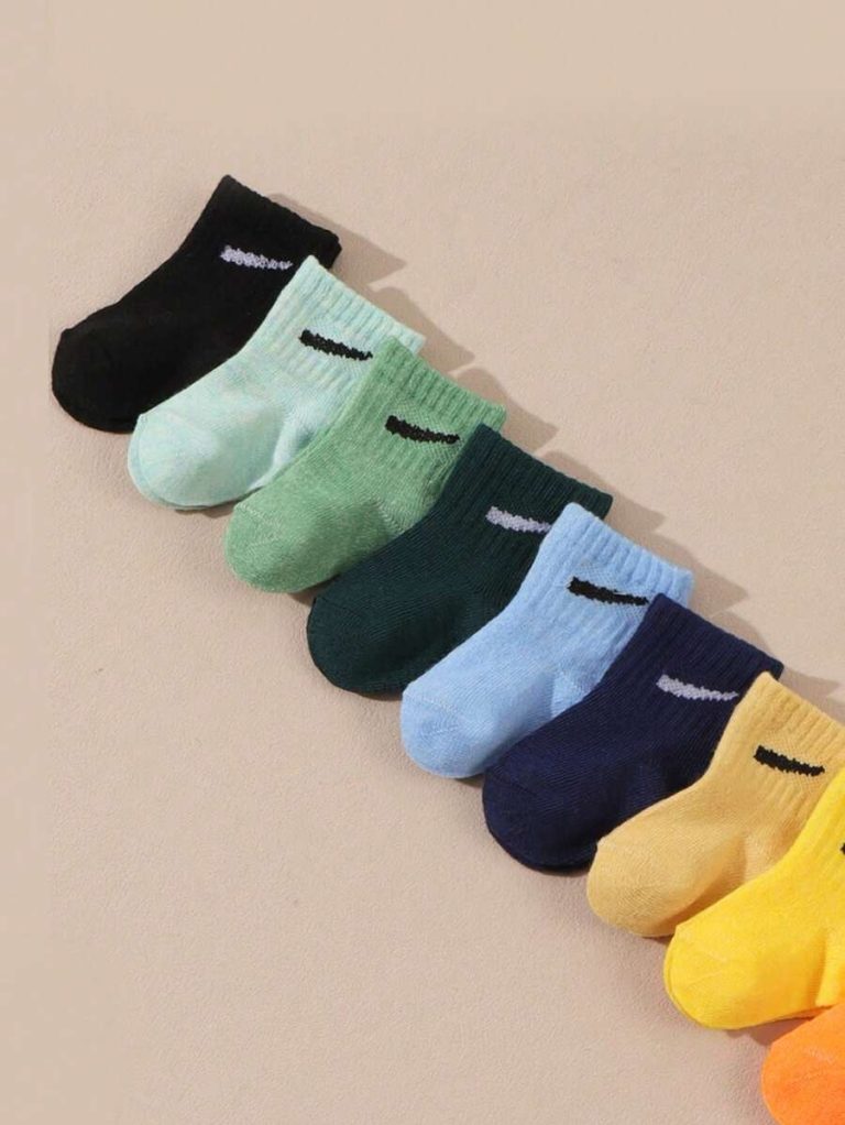 10 Pairs/Set Baby Boys' Random Candy Color Casual Elastic Mid-Calf Socks For Summer - Image 33