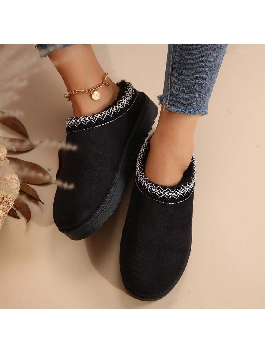 Women's Sandals Platform Snow Boots - Warm Shoes For Outdoor Non Slip Comfort, Winter Slippers With Thickened Flat Soles Brown Winter Shoes For Momen - Image 4