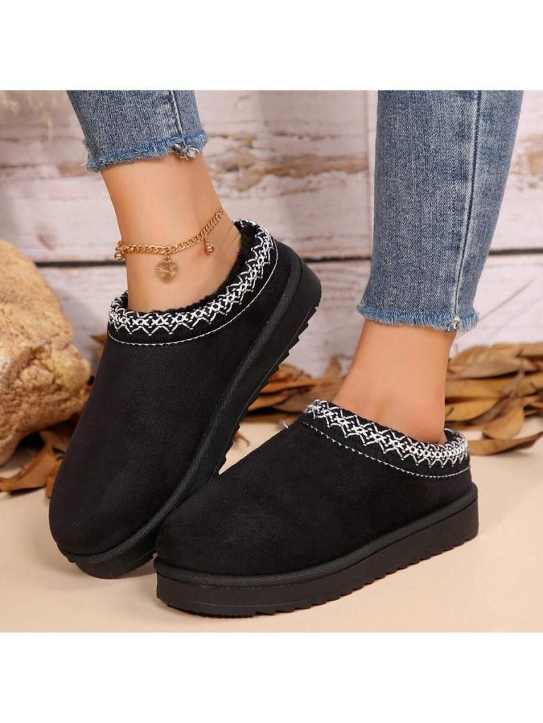 Women's Sandals Platform Snow Boots - Warm Shoes For Outdoor Non Slip Comfort, Winter Slippers With Thickened Flat Soles Brown Winter Shoes For Momen - Image 8