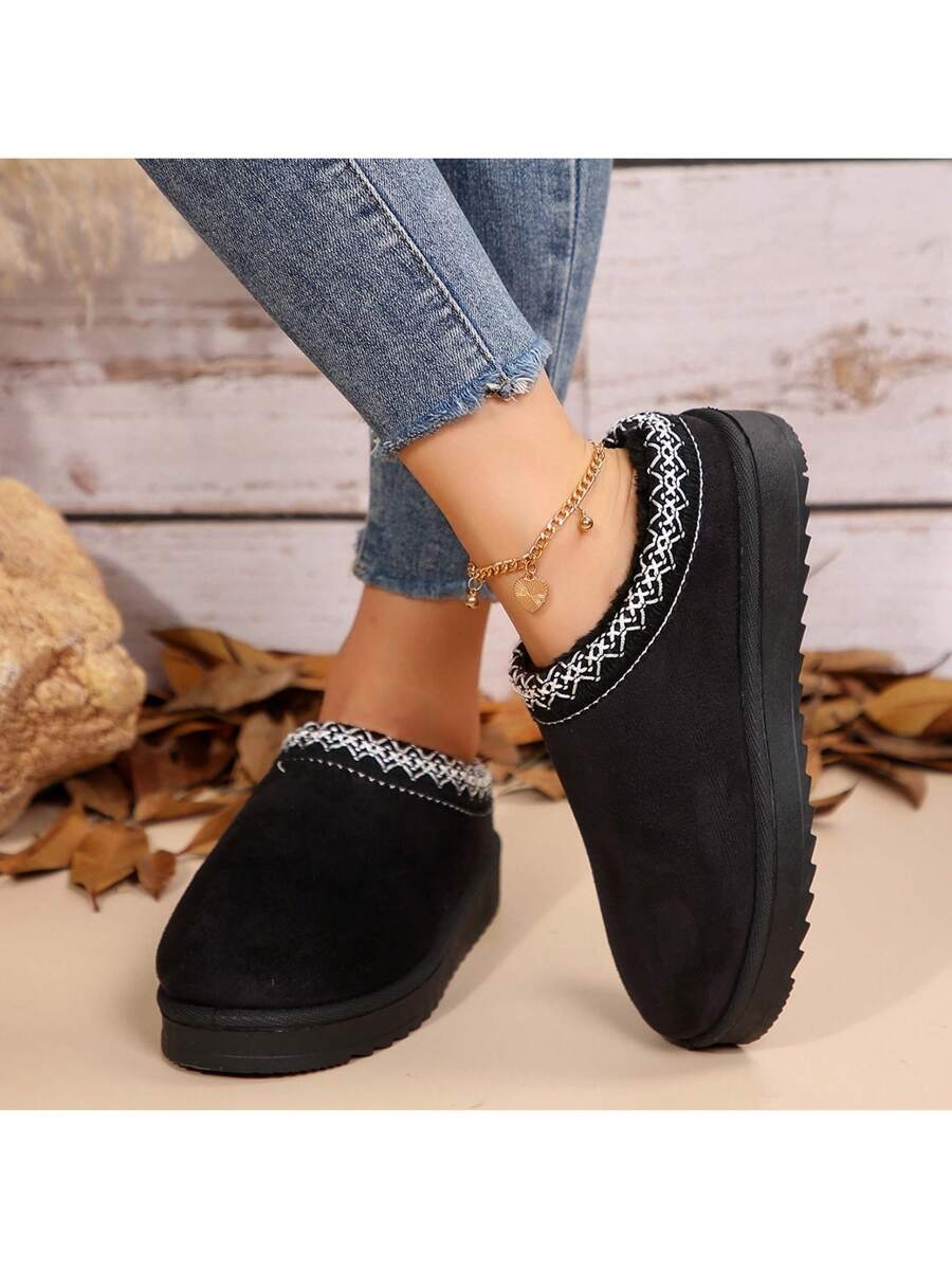 Women's Sandals Platform Snow Boots - Warm Shoes For Outdoor Non Slip Comfort, Winter Slippers With Thickened Flat Soles Brown Winter Shoes For Momen - Image 9