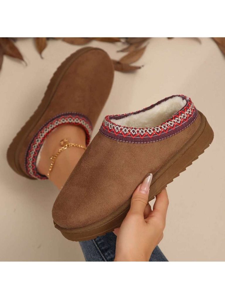Women's Sandals Platform Snow Boots - Warm Shoes For Outdoor Non Slip Comfort, Winter Slippers With Thickened Flat Soles Brown Winter Shoes For Momen - Image 12