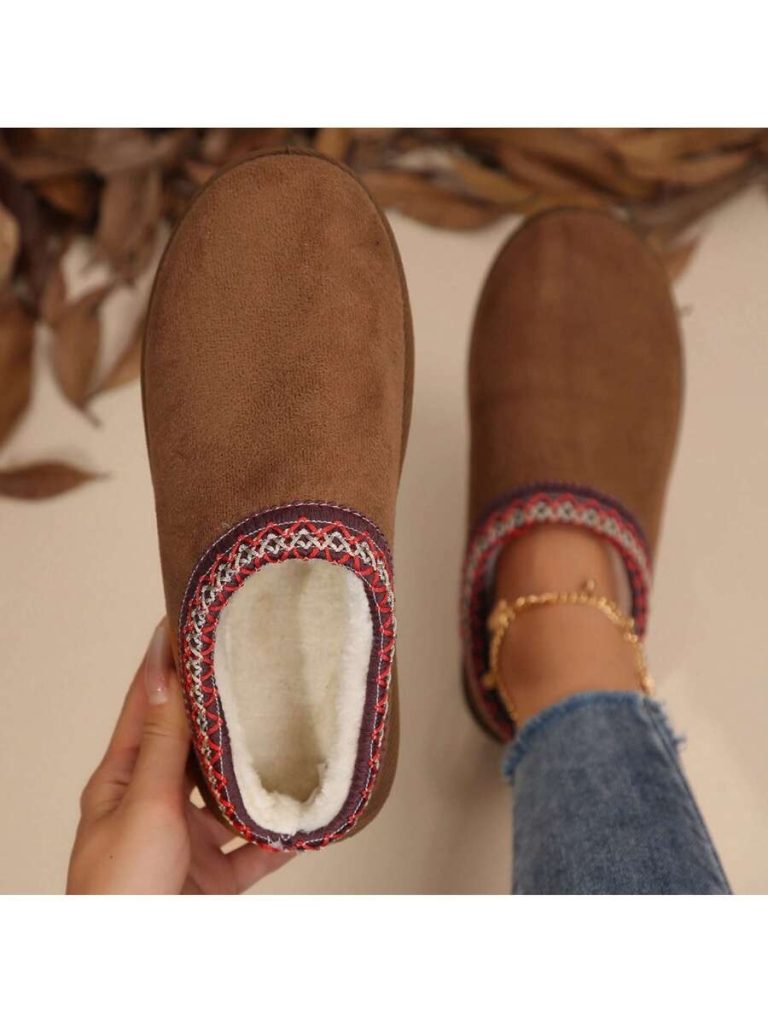 Women's Sandals Platform Snow Boots - Warm Shoes For Outdoor Non Slip Comfort, Winter Slippers With Thickened Flat Soles Brown Winter Shoes For Momen - Image 16
