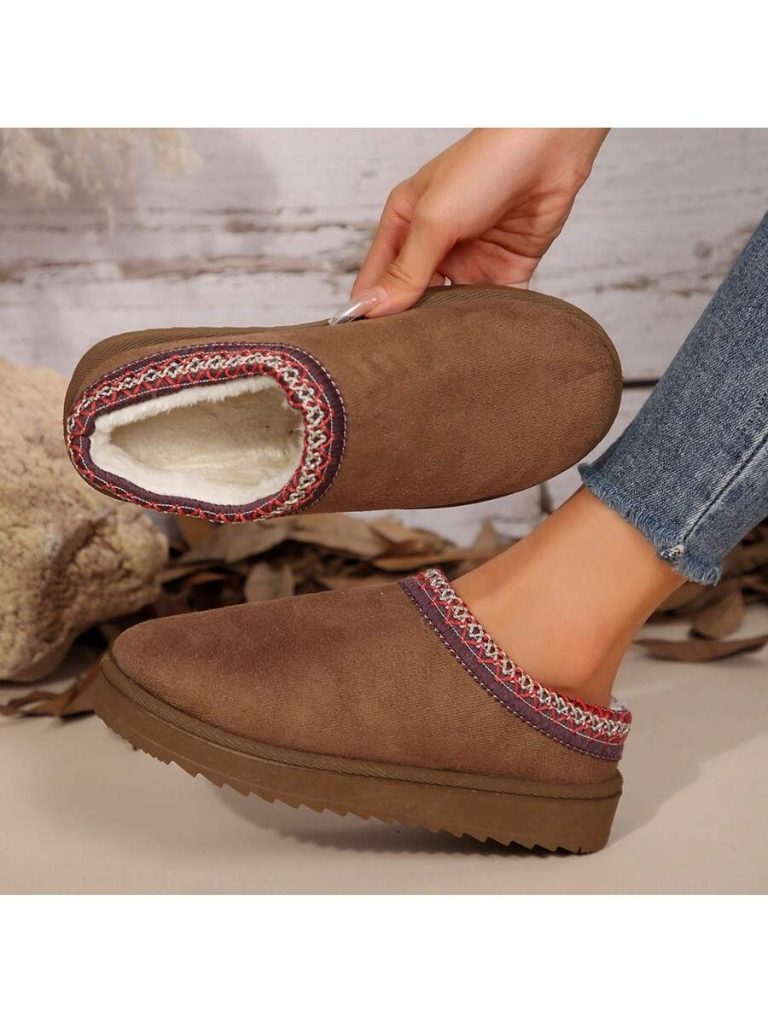 Women's Sandals Platform Snow Boots - Warm Shoes For Outdoor Non Slip Comfort, Winter Slippers With Thickened Flat Soles Brown Winter Shoes For Momen - Image 18