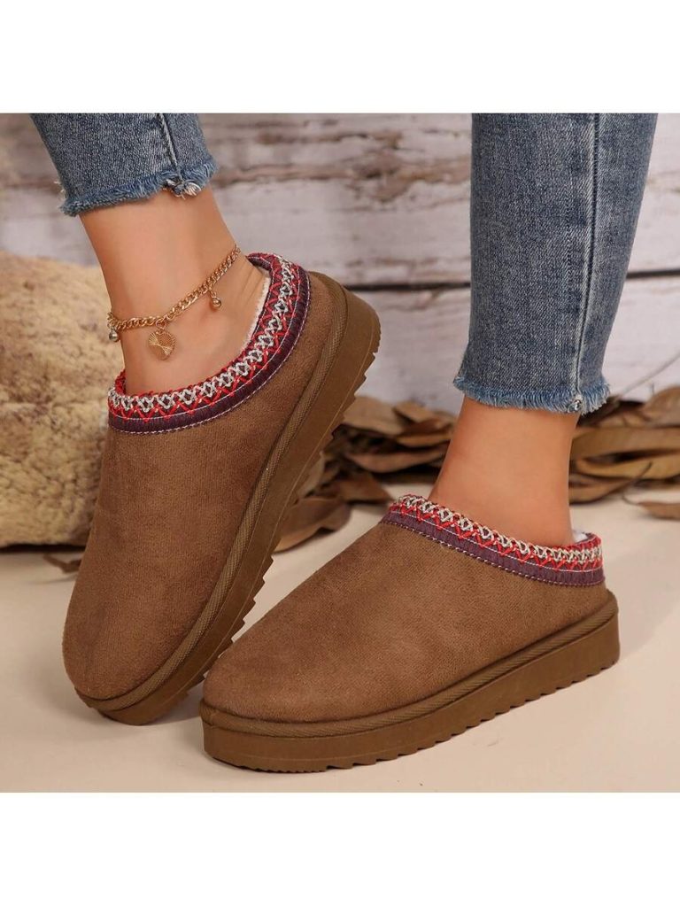 Women's Sandals Platform Snow Boots - Warm Shoes For Outdoor Non Slip Comfort, Winter Slippers With Thickened Flat Soles Brown Winter Shoes For Momen - Image 19