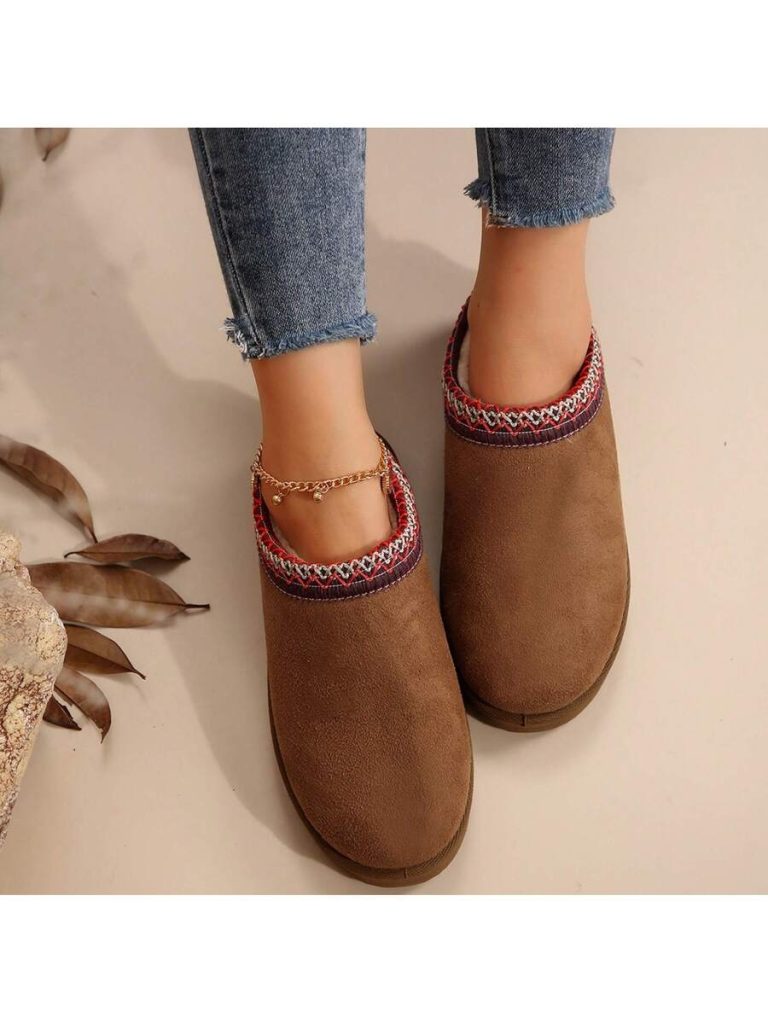 Women's Sandals Platform Snow Boots - Warm Shoes For Outdoor Non Slip Comfort, Winter Slippers With Thickened Flat Soles Brown Winter Shoes For Momen - Image 21
