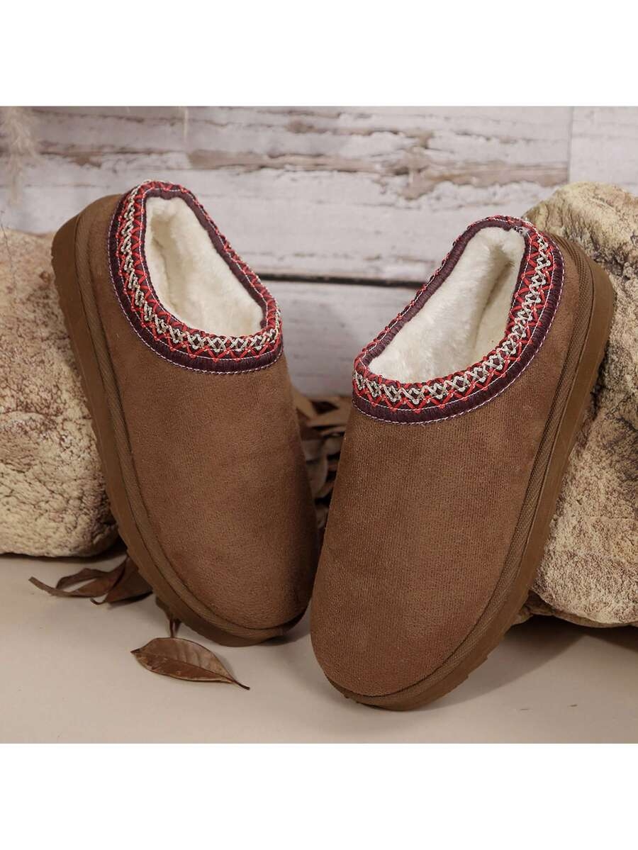 Women's Sandals Platform Snow Boots - Warm Shoes For Outdoor Non Slip Comfort, Winter Slippers With Thickened Flat Soles Brown Winter Shoes For Momen - Image 22