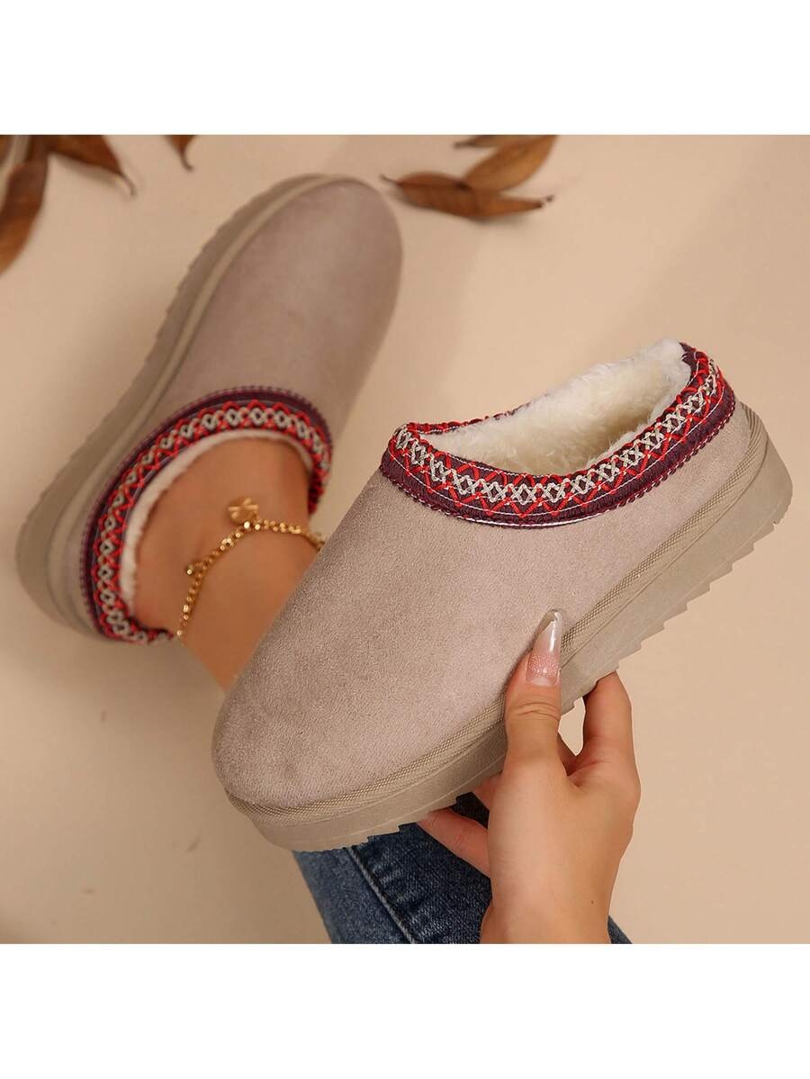 Women's Sandals Platform Snow Boots - Warm Shoes For Outdoor Non Slip Comfort, Winter Slippers With Thickened Flat Soles Brown Winter Shoes For Momen - Image 23
