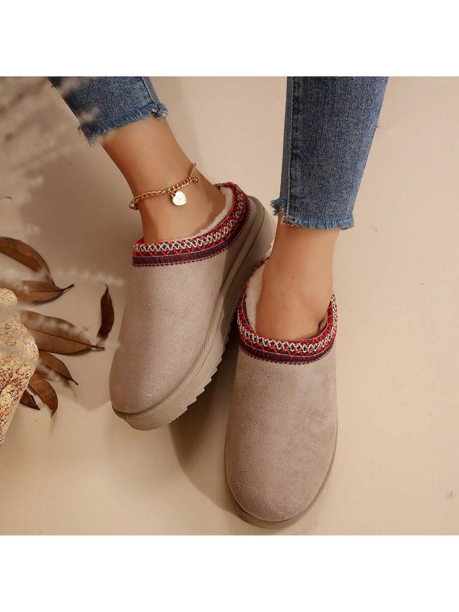 Women's Sandals Platform Snow Boots - Warm Shoes For Outdoor Non Slip Comfort, Winter Slippers With Thickened Flat Soles Brown Winter Shoes For Momen - Image 25