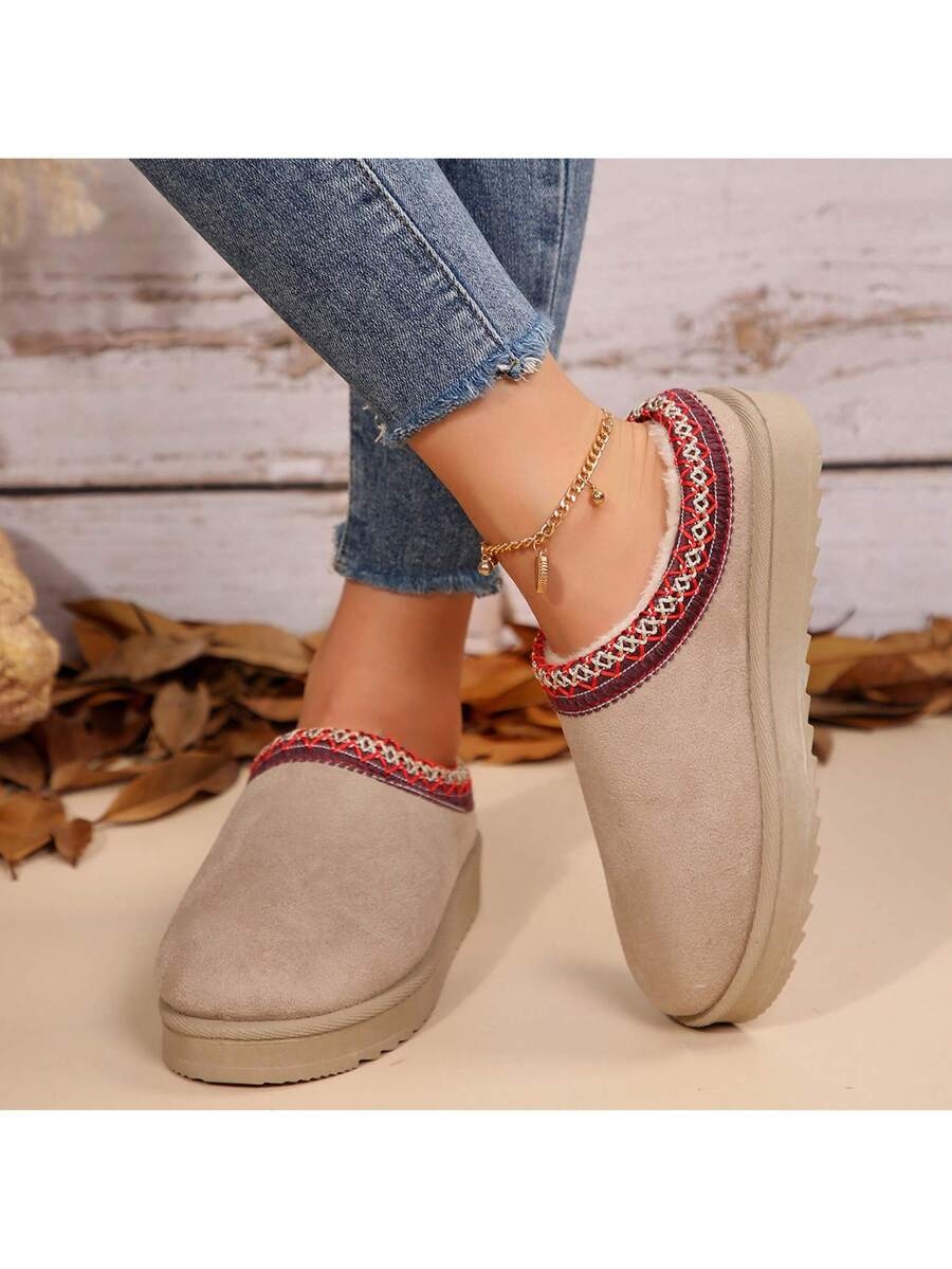 Women's Sandals Platform Snow Boots - Warm Shoes For Outdoor Non Slip Comfort, Winter Slippers With Thickened Flat Soles Brown Winter Shoes For Momen - Image 30