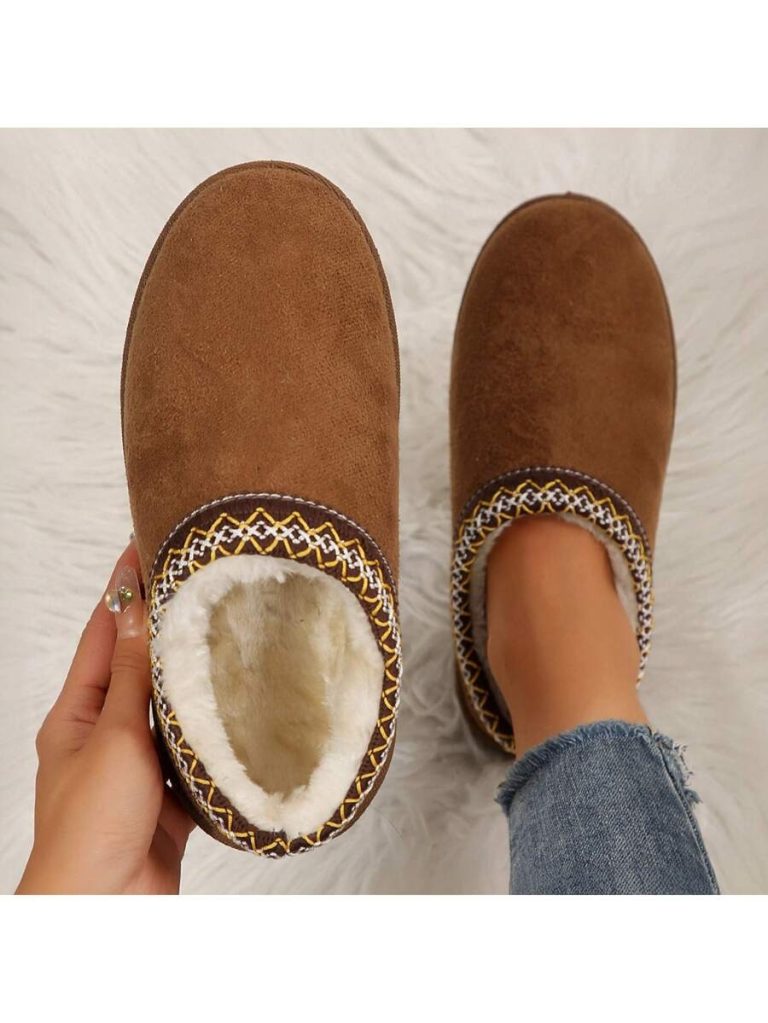 Women's Sandals Platform Snow Boots - Warm Shoes For Outdoor Non Slip Comfort, Winter Slippers With Thickened Flat Soles Brown Winter Shoes For Momen - Image 44