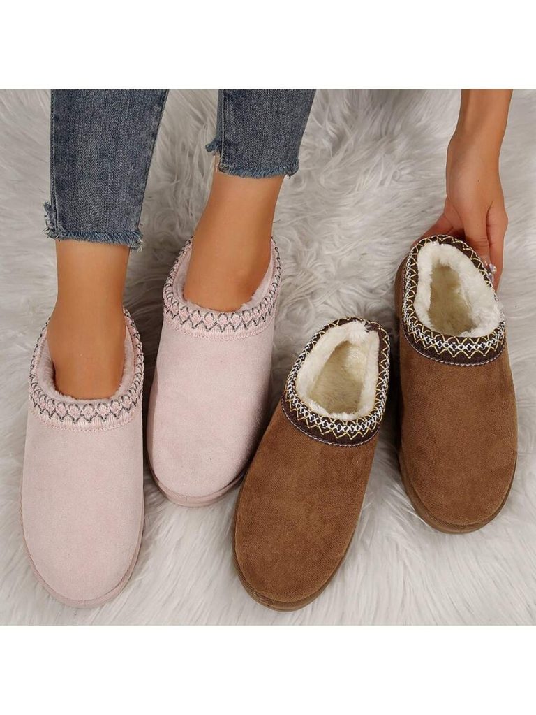 Women's Sandals Platform Snow Boots - Warm Shoes For Outdoor Non Slip Comfort, Winter Slippers With Thickened Flat Soles Brown Winter Shoes For Momen - Image 46