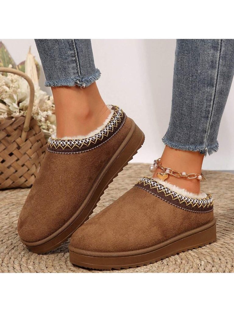 Women's Sandals Platform Snow Boots - Warm Shoes For Outdoor Non Slip Comfort, Winter Slippers With Thickened Flat Soles Brown Winter Shoes For Momen - Image 49