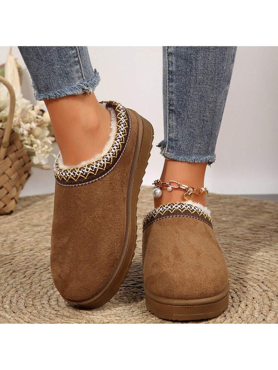 Women's Sandals Platform Snow Boots - Warm Shoes For Outdoor Non Slip Comfort, Winter Slippers With Thickened Flat Soles Brown Winter Shoes For Momen - Image 50